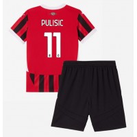 Stroje piłkarskie AC Milan Christian Pulisic #11 Koszulka Podstawowej dla dzieci 2024-25 Krótki Rękaw (+ szorty)